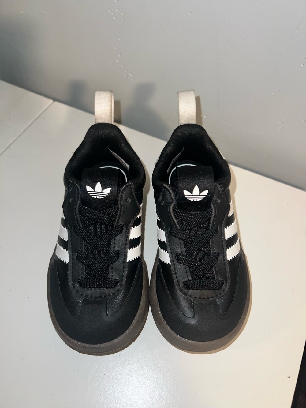 adidas Kids Black Sneakers with White Three Stripes